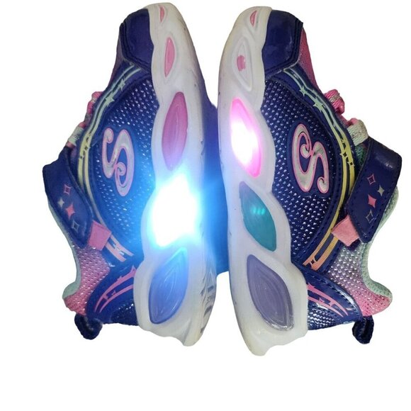 Skechers S-Lights Running Shoes Sneakers Purple Pink Baby Girls Size 7 - Picture 8 of 12